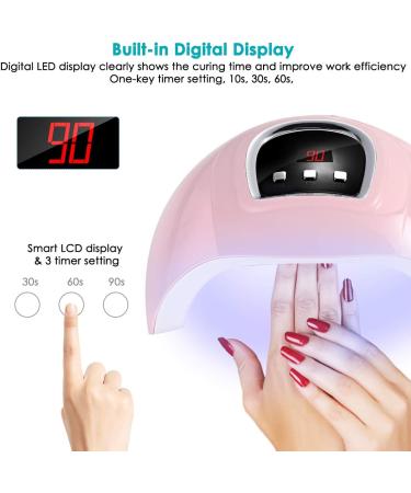 54W UV LED Nail Lamp - Gel Polish Dryer with 18 LEDs, 3 Timers, Auto Sensor, USB Port - Buy Online on SooperMarket.com