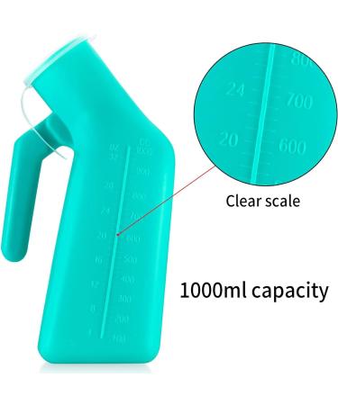 Male Urinal Bottle Thick Portable urinals for Men Pee Bottles with Lid 32oz./1000mL Spill Proof Urinal Bottle for Hospital Car Travel outdoor Emergency Camping Elderly & Incontinence(2PACK) - Buy Online on SooperMarket.com