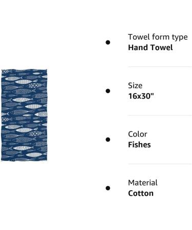 Naanle Stylish Underwater Shoal of Fish Hand Towel - Large & Absorbent | 16 x 30 Navy Blue | Ideal for Bathroom, Hotel, Gym, Spa - Buy Online on SooperMarket.com