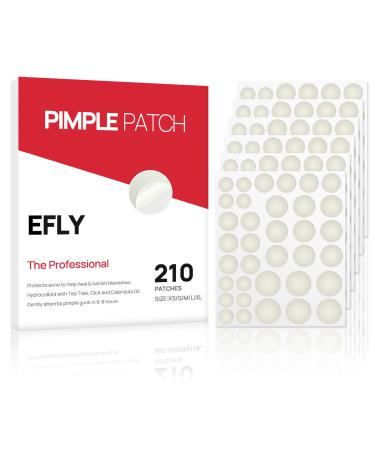 EFLY Pimple Patches for Face Acne Patches Hydrocolloid with Tea Tree Oil Salicylic Acid & Calendula Oil 5 Size Invisible for Makeup Zit Patches Dots (210)
