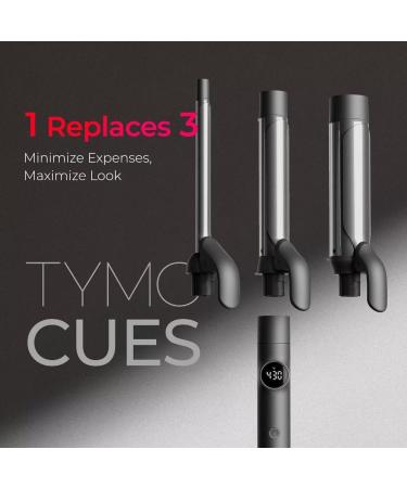 TYMO Curling Iron Set - 3 in 1 Professional Ionic Hair Curler with 5 Temp Settings Dual Voltage & Fast Heating for Defined Curls & Beach Waves - Travel Friendly Black - Buy Online on SooperMarket.com