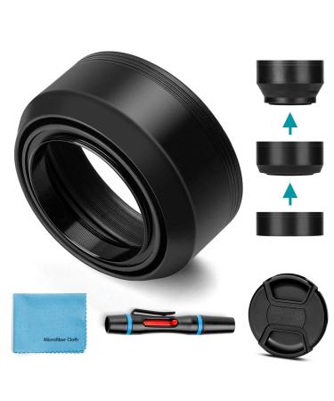 62mm Lens Hood Universal Collapsible Lens Sun Shade Hood with Centre Pinch Lens Cap for Canon Nikon Sony Pentax Olympus Fuji Camera