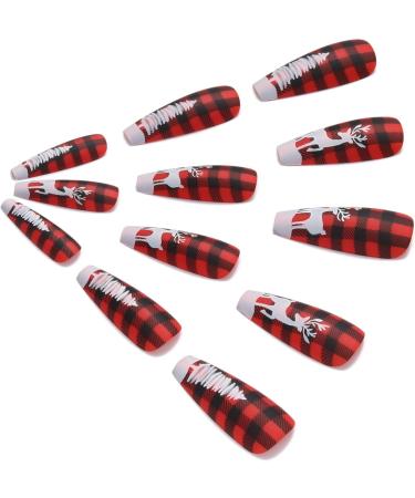 Vatocu Christmas False Nails - Long Xmas Press on Nails with Snowflakes Glitter - 24pcs Ballerina Acrylic Stick on Nails for Women and Girls - Buy Online on SooperMarket.com