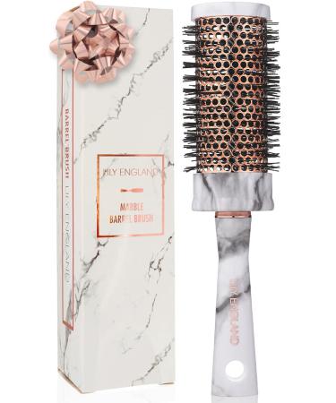 Round Hair Brush for Women Blow Dry - 43mm Ceramic Round Brush for Blow Drying Detangling & Styling - Marble Barrel Brush by Lily England - The Ultimate Curling Brush for Curly & All Hair Types Black & White