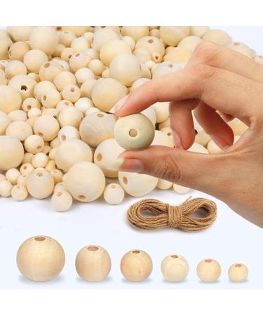 Innovative Offer: 510 Pcs Wooden Beads with Jute Twine - 6 Sizes Unfinished Wood Beads for Crafts - Ideal for Jewelry Making, Garland, and DIY Projects - Buy Online on SooperMarket.com