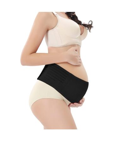 WANYI Breathable Maternity Support Belt Belly Band C Section Pregnancy Support Belt Back Pain Relieve Lower Back Pelvic and Hip Pain for 2 in 1 Pre- and Post-natal(Black XL) XL Black