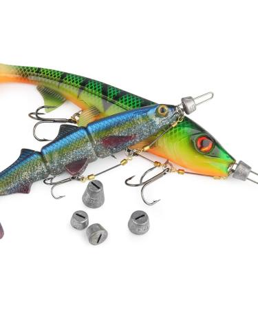 3-Piece Stinger Hook Set with Leader System | Sizes S M L for Bait 10-18cm | 5 Interchangeable Weights | Jigkopf Drilling for Rubber Fish | Shallow Rig & Hecht K der - Buy Online on SooperMarket.com