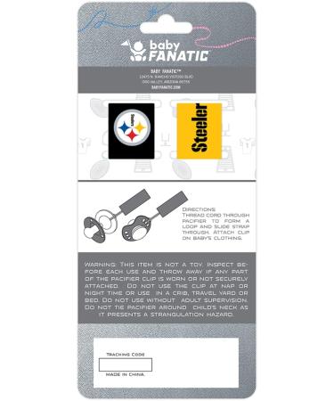 NFL Pittsburgh Steelers BabyFanatic Pacifier Clip 2-Pack | Officially Licensed Baby Apparel - Buy Online on SooperMarket.com