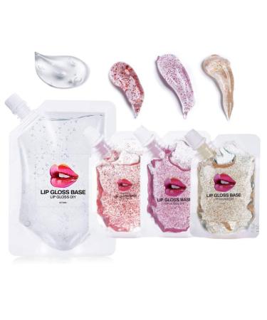 Skynest Lip Gloss Base DIY Lip Gloss Moisturizing Non-Sticky Vegan Lip Makeup Oil(1Pack 50ML+3 Packs 20ML)