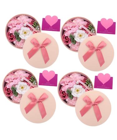 FRCOLOR 4 Boxes Preserved Flower Decoration Soap Flower Mother Fragrance 16.2X16.2X8.2CMx4pcs Pink1x4pcs