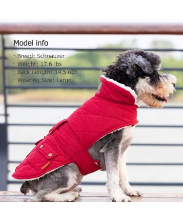 KYEESE Dog Cold Weather Coat | Windproof Padded Sherpa Warm Jacket for Large Dogs | Red XX-Large | Leash Hole | Dog Apparel - Buy Online on SooperMarket.com