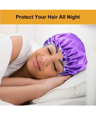 5pcs Double Layer Reversible Satin Bonnet for Black Women - Large Drawstring Silk Hair Cap for Curly Hair and Braids - Buy Online on SooperMarket.com