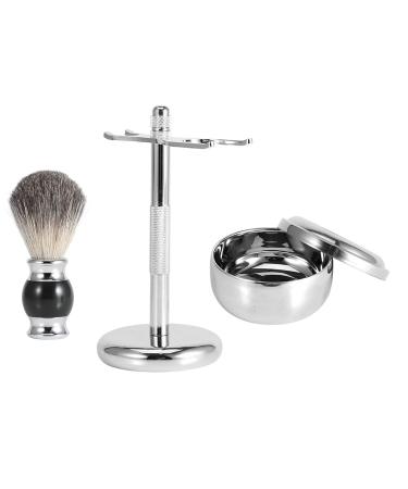 Professional Mens Shaving Kit: Faux Badger Hair Brush Alloy Soap Bowl & Stand Holder - Perfect for a Luxurious Grooming Experience - Buy Online on SooperMarket.com