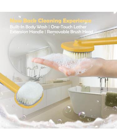 Long Handle Bath Body Brush - PUSCOBSY Yellow Back Scrubber for Shower - Exfoliating & Cleansing Shower Brush - 14 inch - Buy Online on SooperMarket.com