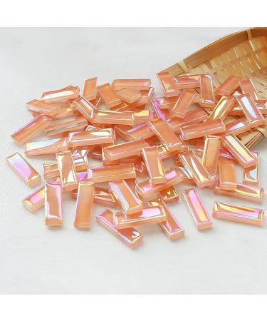 Mosaic Stained Glass Strips DIY for Crafts  200g(0.44lb)Clear Glass Mosaic Pieces Stain Glass Crafts DIY Mosaic Tiles Hobbies Art Crafts Material (0.4 x 1.2  Orange) 0.4 x 1.2 Orange