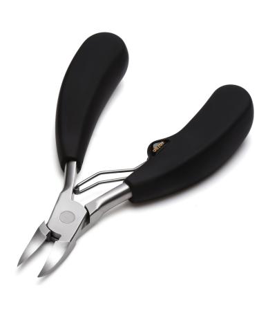 BEZOX Precision Toenail Clippers for Thick or Ingrown Toenails- Podiatrist- Professional Large Nail Clipper Grooming Tool - W/Metal Box/Spare spring Light Black