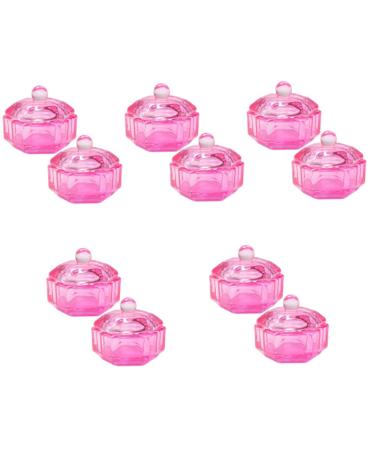 FRCOLOR 10 Pcs Drill Bits for Nails Monomer Dish with Lid Acrylic Nail Tools Acrylic Powder Holder Liquid Monomer Dish for Acrylic Nails Acrylic Liquid Holder Glass Vegetable Bowl Pink 4.3x4.3cmx5pcs Pinkx5pcs