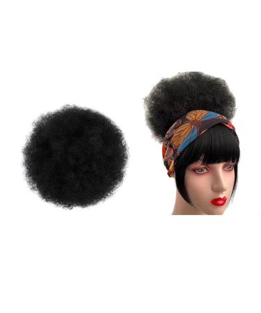 Afro Puff Drawstring Ponytail Short Afro Bun Extension Hairpiece Synthetic Curly Hair Ponytail for Black Women Afro Chignon Hairpieces Wig Party Cosplay Costume for Women