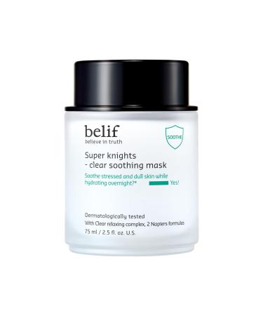 belif Super Knight Clear Soothing Mask Overnight Hydrating Face Mask Lightweight Cooling & Antioxidant-Rich Squalane No Wash Off & No Sticky Residue Korean Skin Care