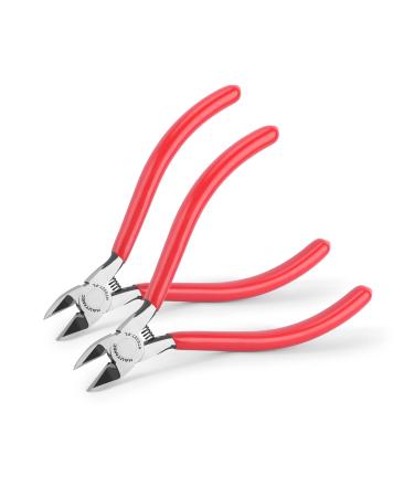 HAUTMEC 5" Precise Small Flush Cutting of Engineer Wire Cutter Plier 2PCS with Location Pin for Fine Shearing Perfect for Circuit Board Cutting Electronic Components HT0327-2PC
