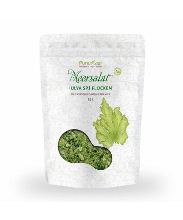 Sea salad Ulva organic algae flakes dried Atlantic (raw vegan) Sea slattish mild green algae as a spice salt facility seatang snack-organic raw Atlantic Dried Sead Sea Lettuce Flakes |Pureeraw 25g sea salad standard