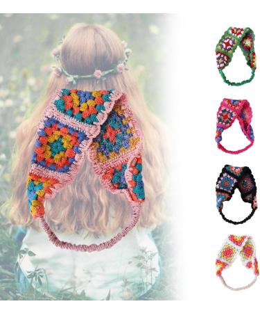 JSGHGDF Crochet Headband Hollow Kerchief with Stretchy Hair Rope Ethnic Flower Pattern Turban for Girls Photo Props White - Buy Online on SooperMarket.com