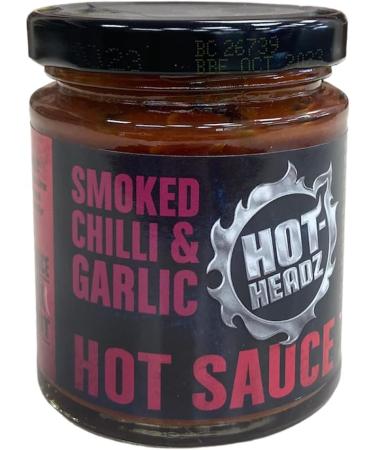 Hot-Headz! Smoked Chili & Garlic Hot Sauce. Habanero & Chipotle Chilli Jam With Smoked Garlic For Cheese Cold Meat Burger Taco Dressing Or Dips. Vegan & Great Gift For Hot Sauce Lovers! (185ml) - Buy Online on SooperMarket.com