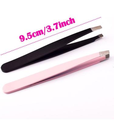 Buy Jojomis Professional Slant Tip Eyebrow Tweezers - Stainless Steel Makeup Tool 2 Pack | International Shipping Available - Buy Online on SooperMarket.com