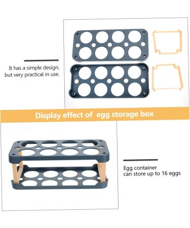 OSALADI Box Egg Carton Egg Holder Bandejas Para Comida Cutlery Tray Household Refrigerator Plastic re-usable Blue 22.3X10.1X8.9CM - Buy Online on SooperMarket.com