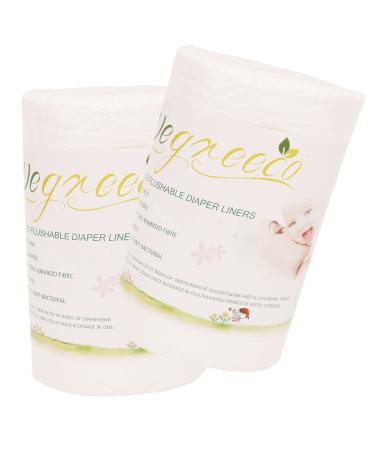 wegreeco 100% Bamboo Unscented Diaper Liners - Fragance Free and Chlorine Free - 100 Sheets Per Roll ( 2 Roll, Bamboo)