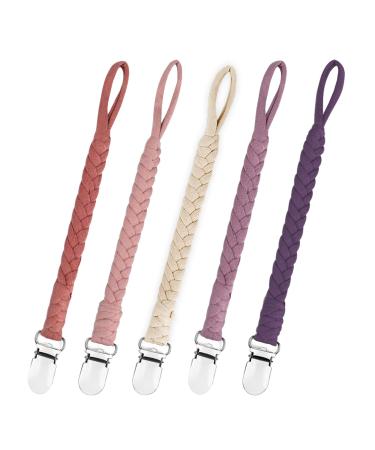 Duludulu Braided Pacifier Clips Baby Girl  Binky Clips Pacifier Holder with Handmade Teething Straps Unisex Design Smoother Pacifier Clip Fits All Pacifiers for Shower Birthday Gifts Black