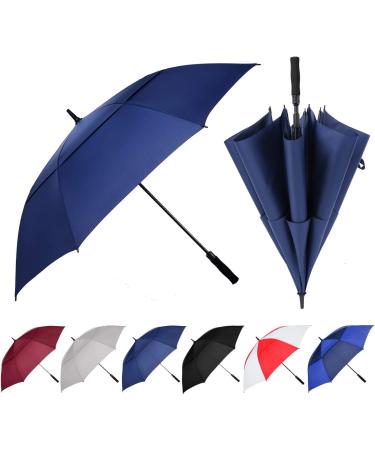 BARAIDA 62 Inch Golf Umbrella - Oversize Double Canopy Vented Windproof Waterproof Umbrella in Navy Blue - Automatic Open for Men, Women, and Family - Buy Online on SooperMarket.com