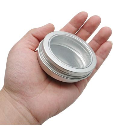 2 Ounce Aluminum Tin Jar 60ml - 20 Pcs Refillable Clear Top Screw Lid Round Container for Cosmetic Lip Balm Cream - Buy Online on SooperMarket.com