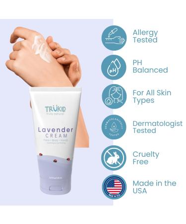 TruKid Lavender Skin Cream for Kids - Natural Hydrating Moisturizer with Shea Butter & Vitamin E - 3.4oz - Buy Online on SooperMarket.com