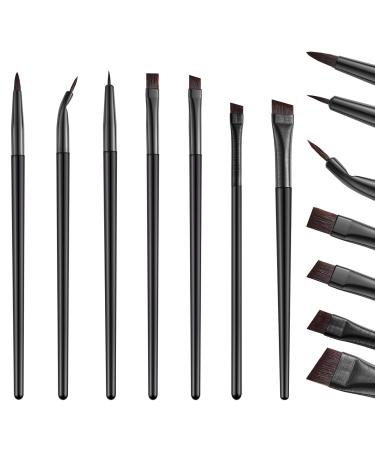 7 Pieces Eyeliner Brushes Set, Gel Liquid Eyeliner, Slanted Eyebrow Brushes, Fine Bent Eyeliner Brush, Eyeshadow Brush Set for Precise Make Up Application