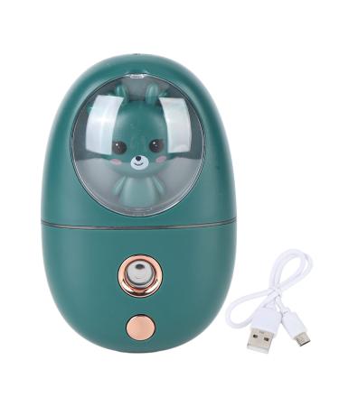 Facial Cute Animal 35ml Large Water Tank Facial Mist Sprayer Portable USB Rechargeable Mini Eye Face Humidifier for Travelling (Green)