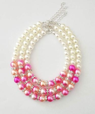 PET SHOW Pink Faux Pearl Rhinestone Necklace for Female Small Dogs and Cats - Grooming Accessories (Size M 9.8-11.8) - Buy Online on SooperMarket.com