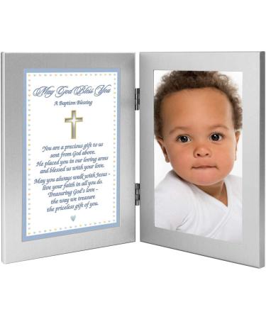 Baptism Blessing Card in Frame for Baby Boy - Includes 4x6 Inch Photo Slot - Buy Online on SooperMarket.com
