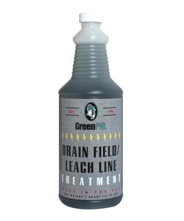 GREEN PIG Drain and Leach Field Quart: Quickly Clears Clogs Back-Ups Removes Foul Odors Septic Tank Treatment