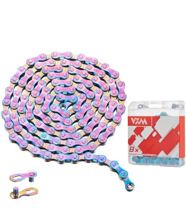 6/7/8 Speed Bike Chain Rainbow Chain for Bike 1/2" x11/128 116 Links Lightweight Bicycle Chain,Bike Chains MTN BTX MTB Mountain Bike Road Bicycle Chain 8 8