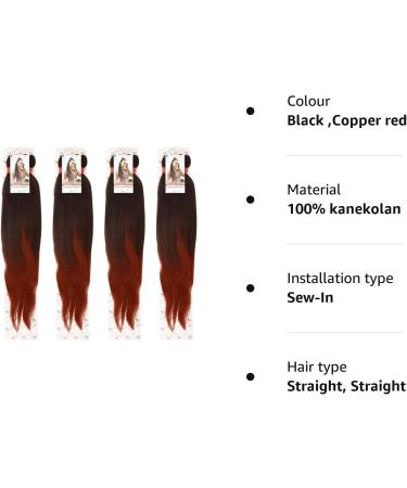 X-Pression 60 INCH XPRESSION LAGOS BRAID PRE-PULLED/PRE-STRETCHED Hair Extension 60'' 2 In A Pack (Colour T1/350 Black/Copper Red Mix) Heat Resistant Tangle Free 1 count Black Copper red 1 - Buy Online on SooperMarket.com