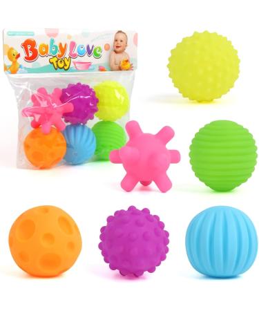 DERAYEE 6 Piece Sensory Toy Infant Sensory - Squeeze Ball Baby in 6 Colors Sensory Balls Baby for Ages 3 6 9 12 Months