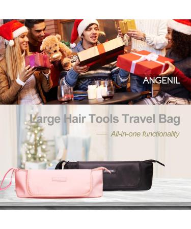 ANGENIL Large Capacity Hair Tools Travel Bag | Heat Resistant Mat for Flat Irons & Curling Irons | Portable 2-in-1 Hot Tool Mat Bag - Black - Buy Online on SooperMarket.com
