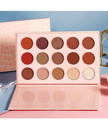 Neutral Eyeshadow Palette - Rose Gold Smokey Red Brown Highly Pigmented Matte Shimmer and Metallic 15 Colors Eye Shadow Pallet - DE LANCI Professional Warm Natural Tone Bronze Eyeshadow For Beginners - Buy Online on SooperMarket.com