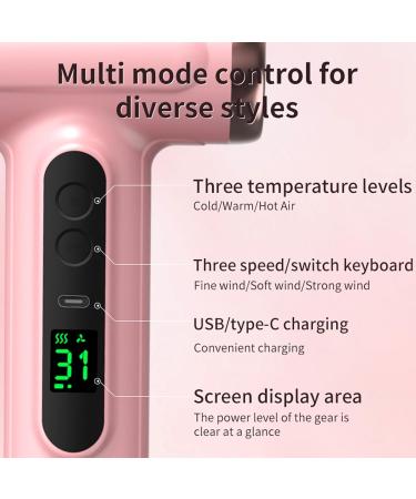 Hair Dryer with Diffuser Powerful Ionic Blow Dryer with 20W Plug for Fast Drying Travel Hair Blow Dryer Portable Rechargeable USB Cordless Hair Dryer for Home Dormitory (US) US Pinks - Buy Online on SooperMarket.com