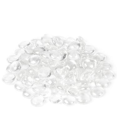 Houseables Glass Stone, Clear Marbles, Pebbles for Vases, 5 LB, 400-500 Stones, Flat Bottom, Round Top, Rocks, Bowl Filler Gems, Iridescent Decor, Decorative Centerpieces, Florist Supplies, Aquarium