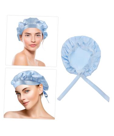 Silk Adjustable Hair Tie Bonnet for Sleeping - Blue | Healeved 1pc Soft Silk Hair Wrap Shower Cap for Night Sleep Care - Buy Online on SooperMarket.com