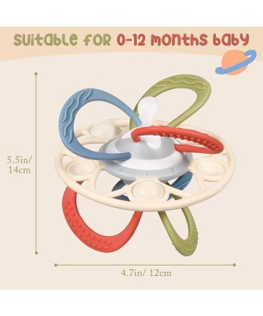 Zooawa Baby Teether - BPA-Free Silicone Sensory Toy for Teething Relief | Rattles & Chew Toy for 3-6 Months+ - Easy-to-Hold Beige - Buy Online on SooperMarket.com