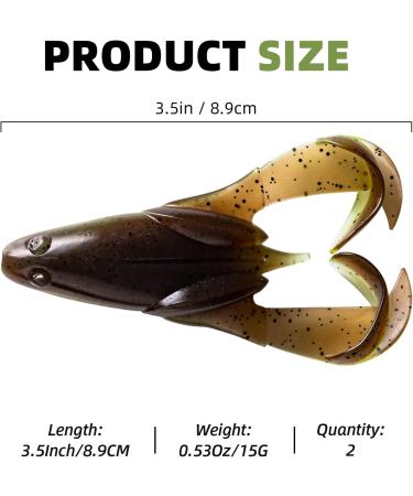 Pelican Mate Topwater Frog Lures - Double Propellers, Soft Silicone Bass Bait - Realistic Kit Set for Trout, Pike - Freshwater & Saltwater - 2pcs/3.5/0.53oz - Buy Online on SooperMarket.com
