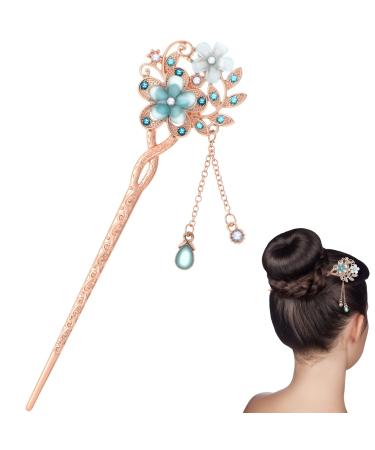 OSALADI Japanese Hair Pin s for Bridal Headpieces for Chinese Hair Sticks Rhinestone Hair Clip Women's Hair Clips Hair Gems for Women Wooden Chopsticks Accessories for Hair Opal Miss Bun